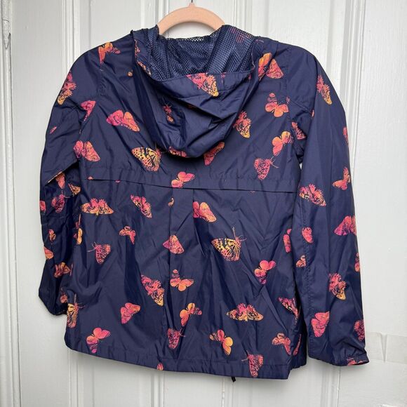 Columbia Windbreaker Jacket Girls 10-12 Blue Butterfly Print Full Zip Hood Nylon - Picture 7 of 8